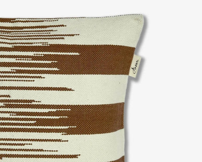 Striped Hand Woven Cushion Cover in Brown and Natural Tones