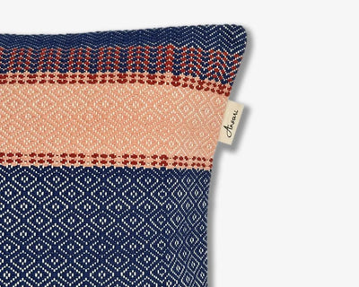 Boho Cushion Cover - Hand Woven in Brown, Blue & Orange
