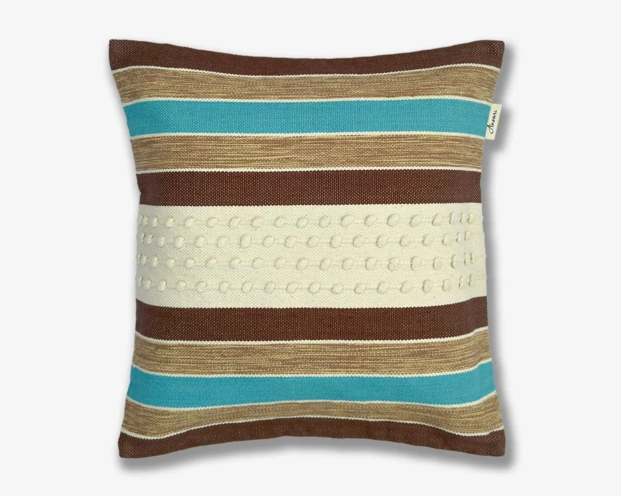 Hand Crafted Cushion in Navy, Natural & Brown - Unique Home Decor