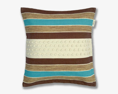 Hand Crafted Cushion in Navy, Natural & Brown - Unique Home Decor