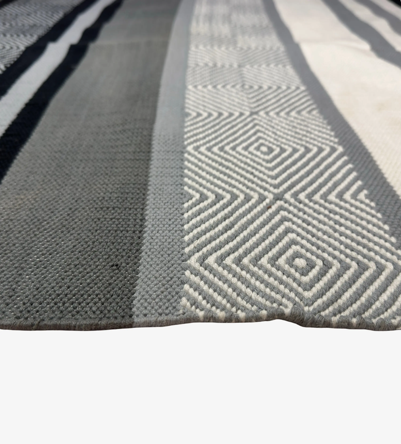 Hand Woven Rugs - Black, white & gray - Ansari