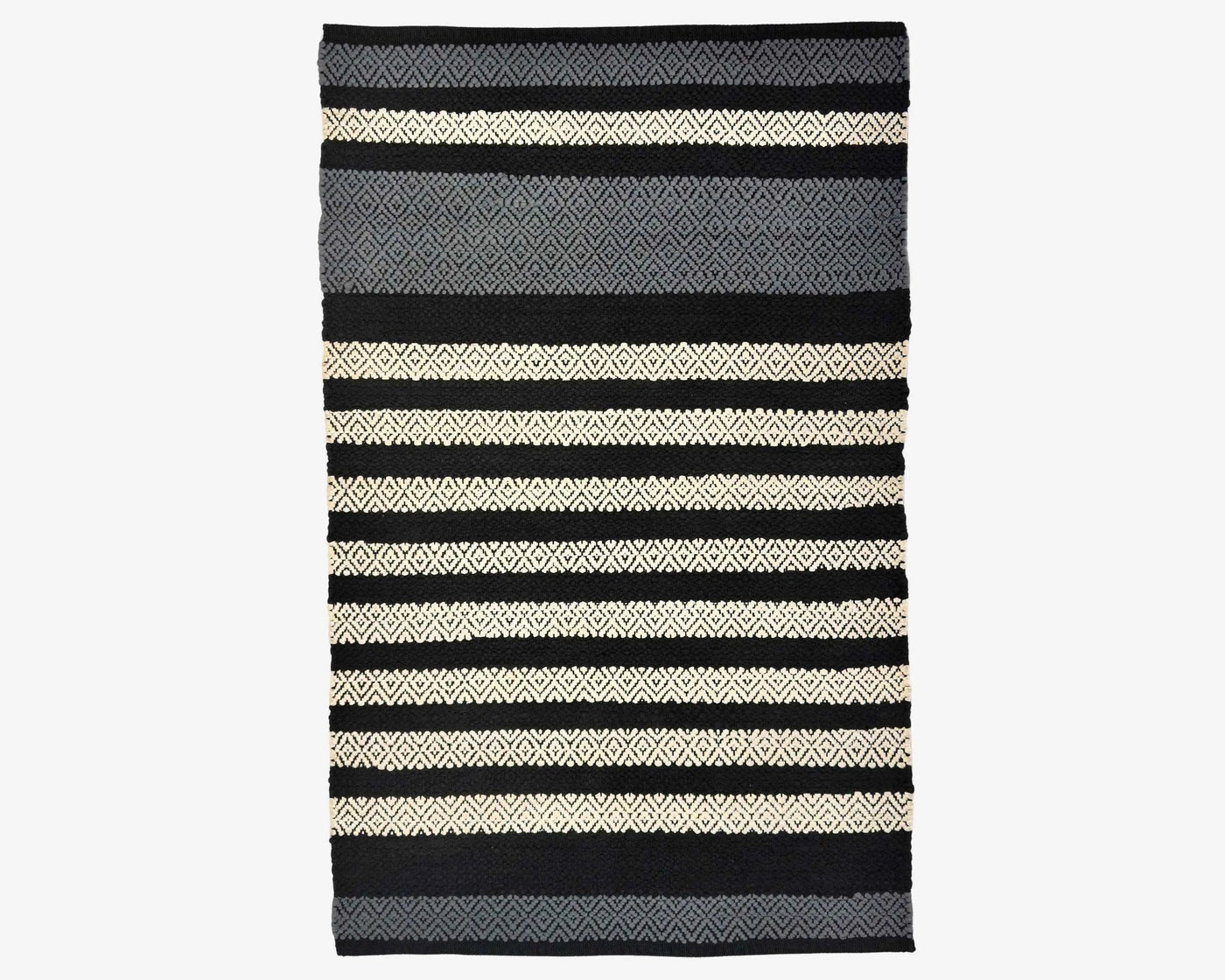 Hand Woven Rugs - Black & Natural Stripes for a Stylish Home