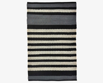Hand Woven Rugs - Black & Natural Stripes for a Stylish Home