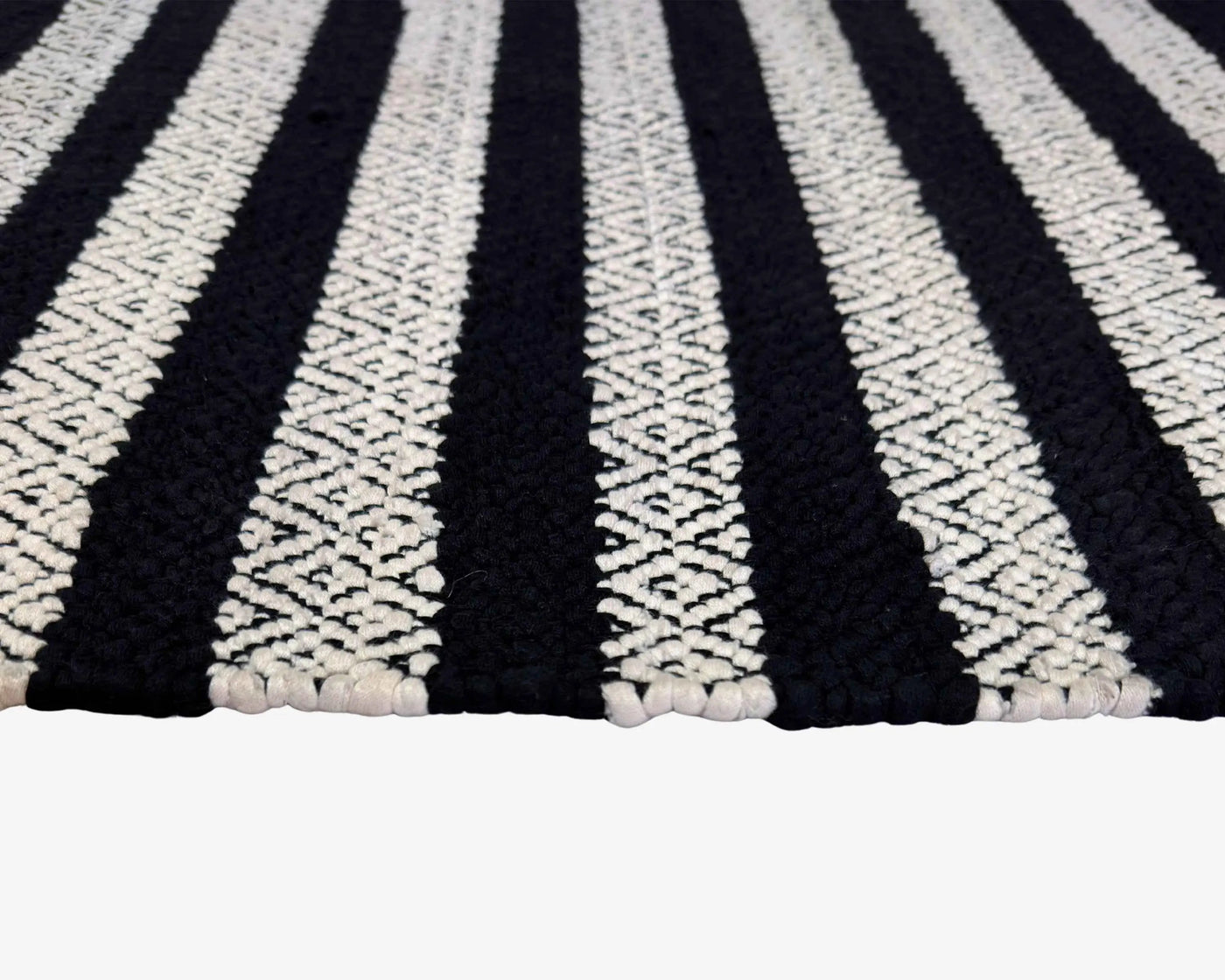 Hand Woven Rugs - Black & Natural Stripes for a Stylish Home