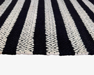 Hand Woven Rugs - Black & Natural Stripes for a Stylish Home