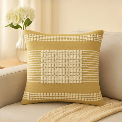Handcrafted Cushion Cover in Natural & Yellow for Unique Home Decor