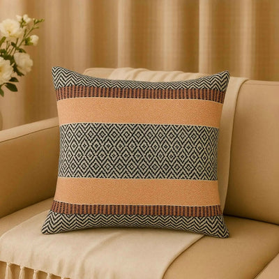 Boho Cushion Cover - Hand Woven in Brown, Black & Orange