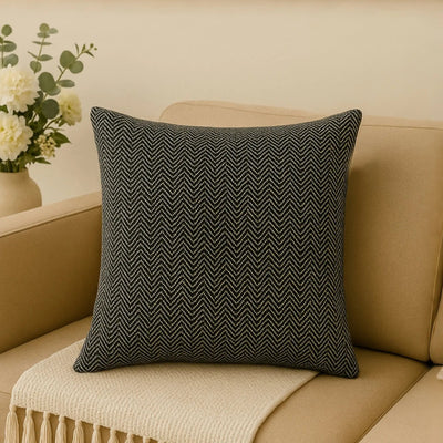 Boho Cushion Cover Natural & Black - Hand Woven Design